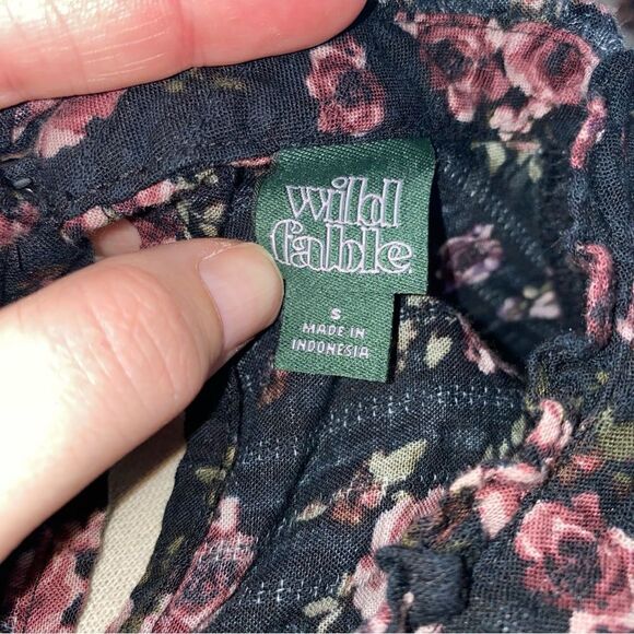 Wild Fable Women's Black And Pink Floral High Neck Long Sleeve Dress Small - Picture 12 of 15